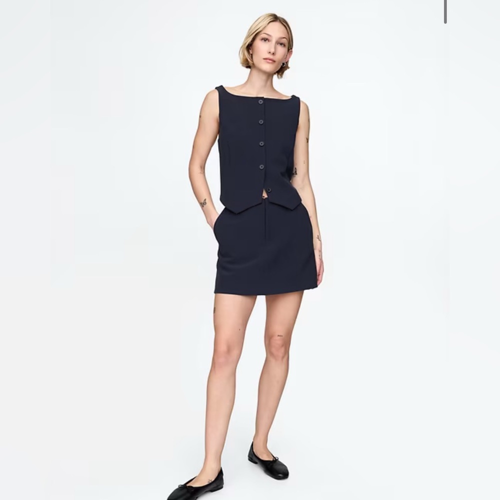Gap Bistretch Tailored Athletic Career A-Line Mini Skirt Skort M NWT